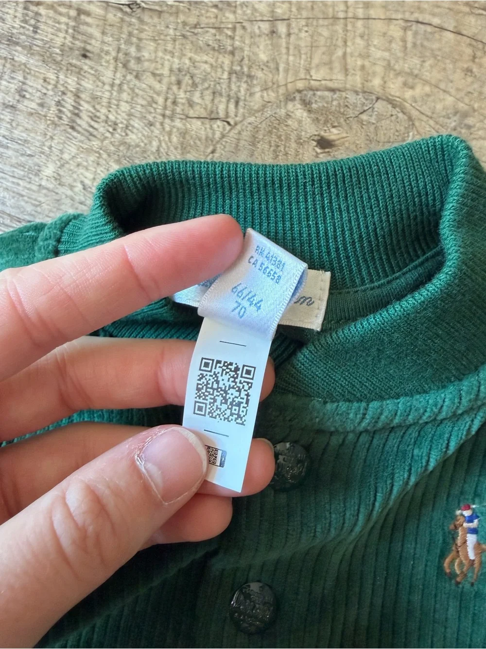 Ralph Lauren Baby Boy Green Knit Corduroy Snap Button Baseball Jacket 6M